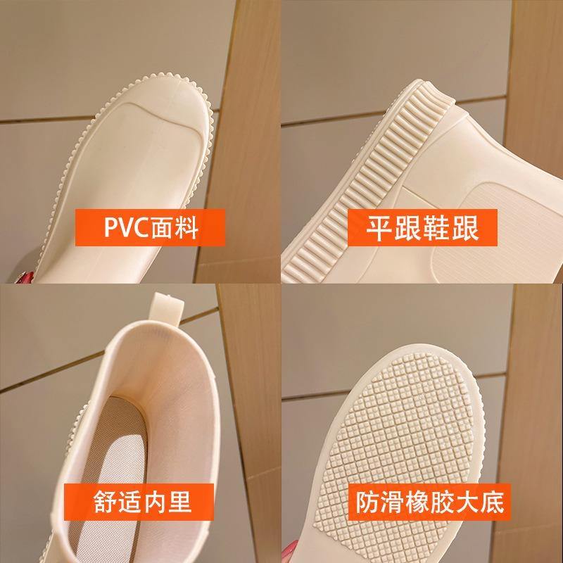Rain Shoes Women's Fashion Outer Wear Overshoes Lightweight Waterproof Rubber Shoes New Work Non-slip Adult Short Rain Boots