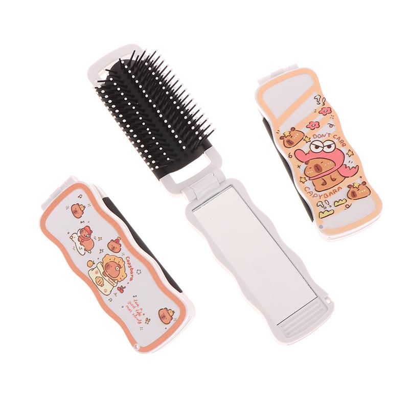 Мини-щетка для волос, складная массажная расческа, массаж головы, антистатическая портативная дорожная щетка для волос, расчески для волос для девочек с зеркалом