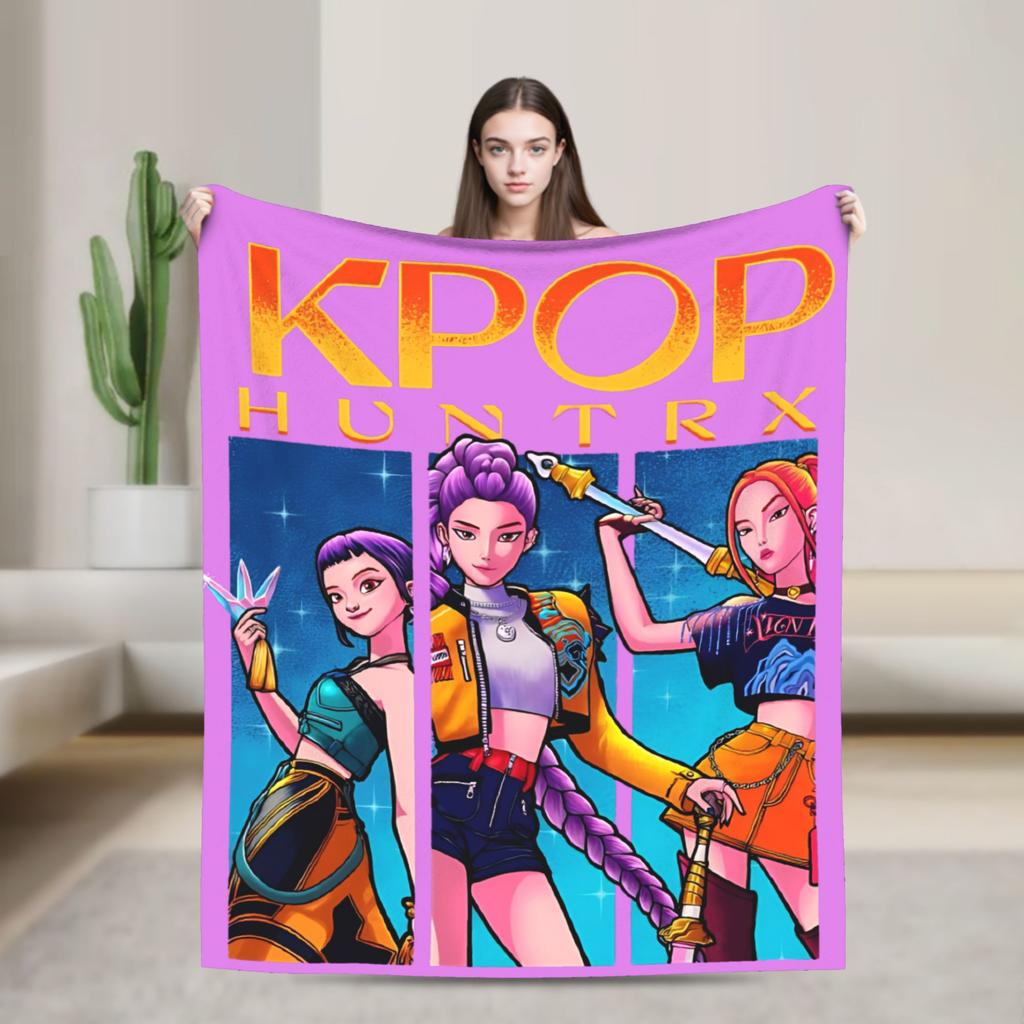 K-pop Охотники на демонов Huntrix Одеяло Фланелевое Смешное Дышащее Плед для домашнего текстильного декора