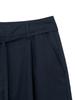 GLOWNY G Belted Linen Wide Pants (Navy)