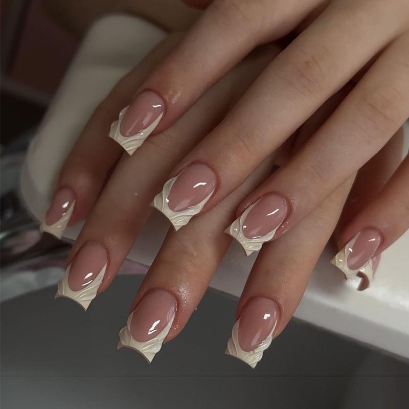 Европейские и американские градиентные персиковые балетные типсы для коротких ногтей