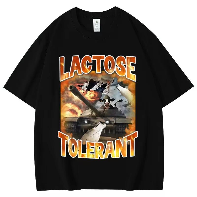 Lactose Tolerant Funny Meme Graphic T Shirts Unisex Women Retro Hip Hop Streetwear T Shirt Casual Cotton Humor High Quality Tshirt