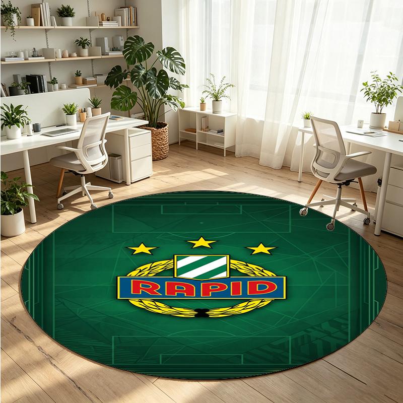 Rapid Wien FC Printed Round Crystal Velvet Rug Soft Non Slip Floor Carpet For Bedroom Holiday Gift