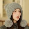 Шапка из меха кролика женская толстая вязаная шапка зимняя защитная шерстяная шапка