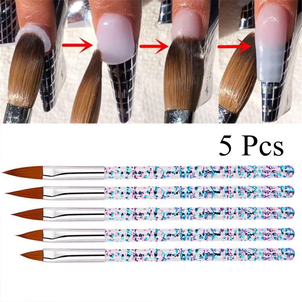 Beauty Crystal Handle Gradient Manicure Carving Brushes Nail Extension Acrylic UV Gel Nail Pen