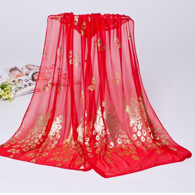 2024 Spring/Summer Women's Beauty Sand Scarf with Peacock Flower Design