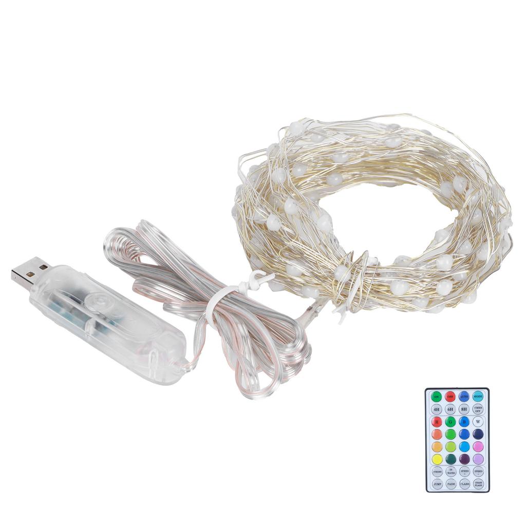 Светодиодная гирлянда 10 м, 100 светодиодов, 16 цветов, USB, пульт ДУ, IP44, водонепроницаемая лампа для дома, спальни, вечеринки, фестивалей