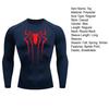 Men Fall Spring Top Skinny Sweat Absorption Elastic Spider Print Long Sleeve Soft Breathable Round Neck Compression Training Workout Exercise