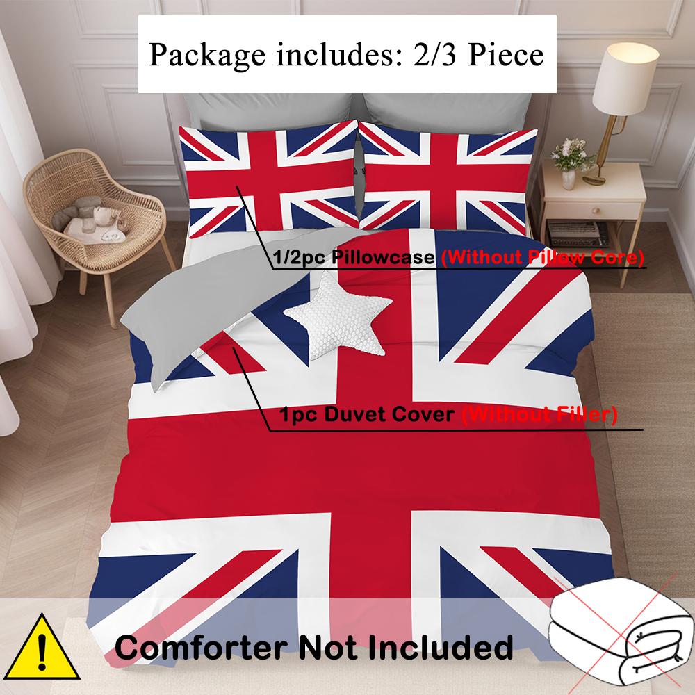 Комплект пододеяльника с национальным флагом, 3D-печать, креативные красочные комплекты постельного белья с флагом Великобритании для подростков и взрослых, полиэстер, мягкие комплекты пододеяльников
