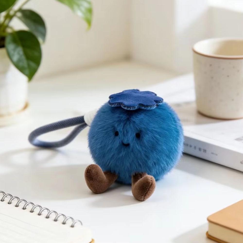 Blueberry Plush Keychain Fruit Stuffed Doll Pendant Soft Plush Toy Lucky Charm Anti Bad Luck Ornament Backpack Decor Small Gift