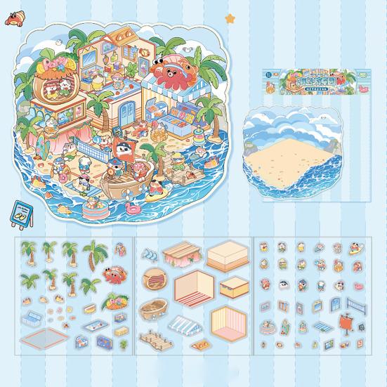 4 шт. DIY 3D наклейки для сцен, мультяшные кошки, наклейки для досуга для взрослых, подростков и детей, создайте свои собственные наклейки для сцен для снятия стресса