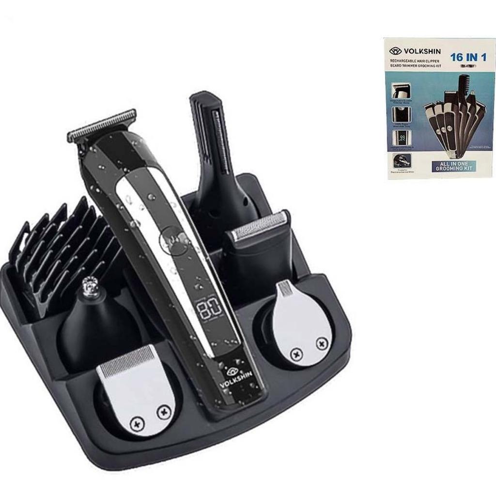 Мужской триммер для бороды Набор для ухода Триммер для волос Триммер для усов Триммер для тела для носа ушей волос на лице Беспроводной Водонепроницаемый 6 в 1.