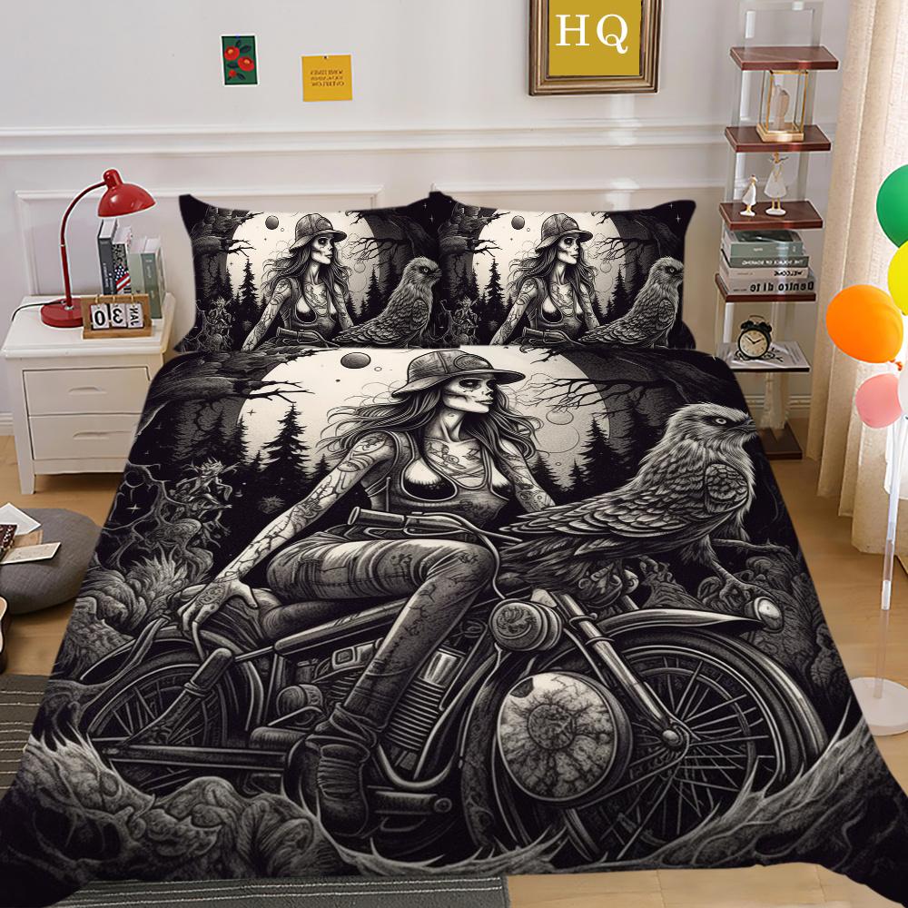 Комплект постельного белья с принтом черепа красоты 3D King Size, постельное белье из полиэстера, модное покрывало для подростков, высококачественный домашний текстиль