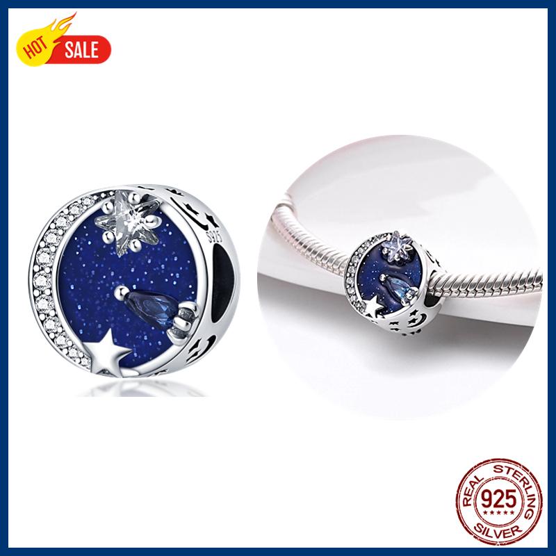 100% S925 Sterling Silver Firefly Charms Evil Eye Hot Air Balloon Blue Charms Fit Original Bracelet DIY Jewelry Making