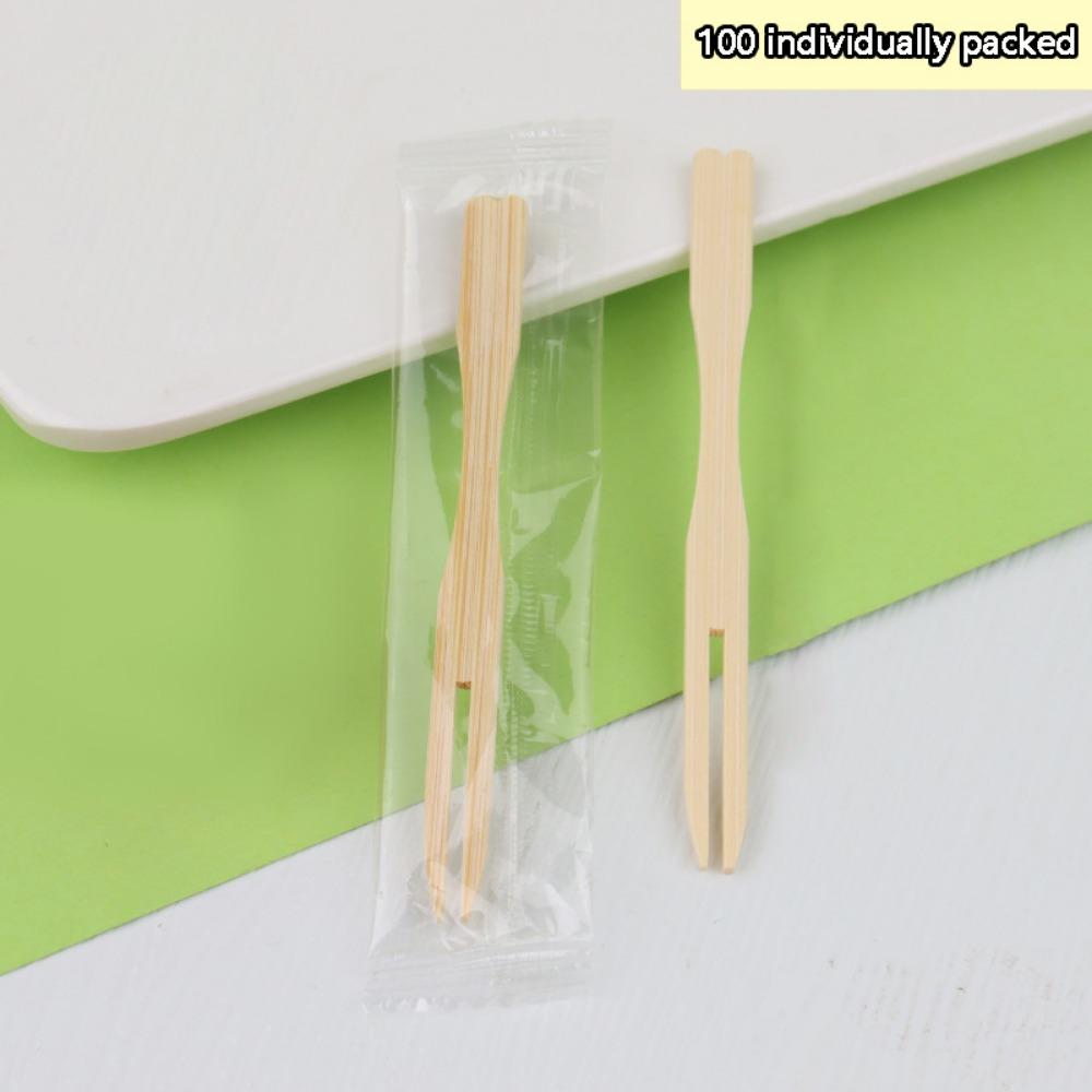100Pcs Mini Size Fruit Forks Bamboo Restaurant Tableware Sandwiches Appetizer Forks Household Use