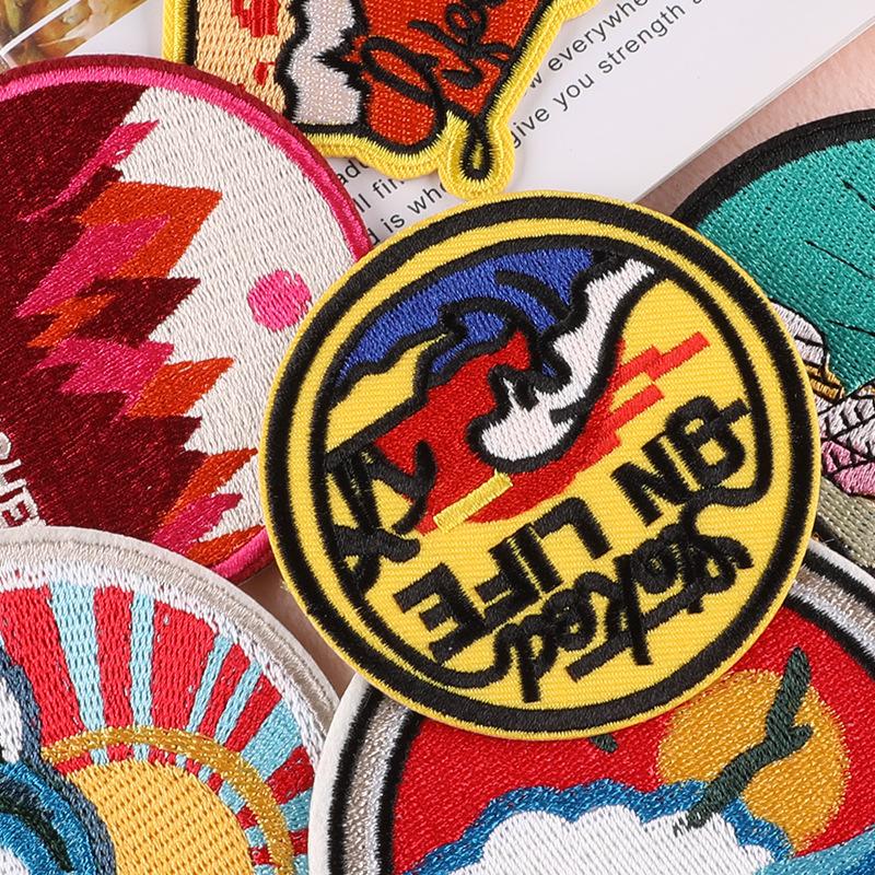 Embroidery Logo Round Badge Source Clothing Accessories DIY Patch Badge Embroidery Cloth Sticker