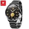 OLEVS Big Save Luxury Mens Watch Original Mechanical Watches For Men Calendar Waterproof Stainless Steel Wristwatch Clock 6696
