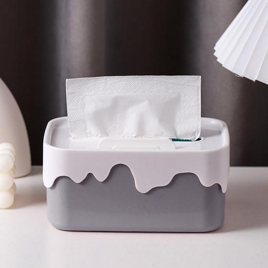 Rectangular Tissue Box Holder with Lid Large Capacity Universal Fit Tissue Container Car Napkin Holder Case