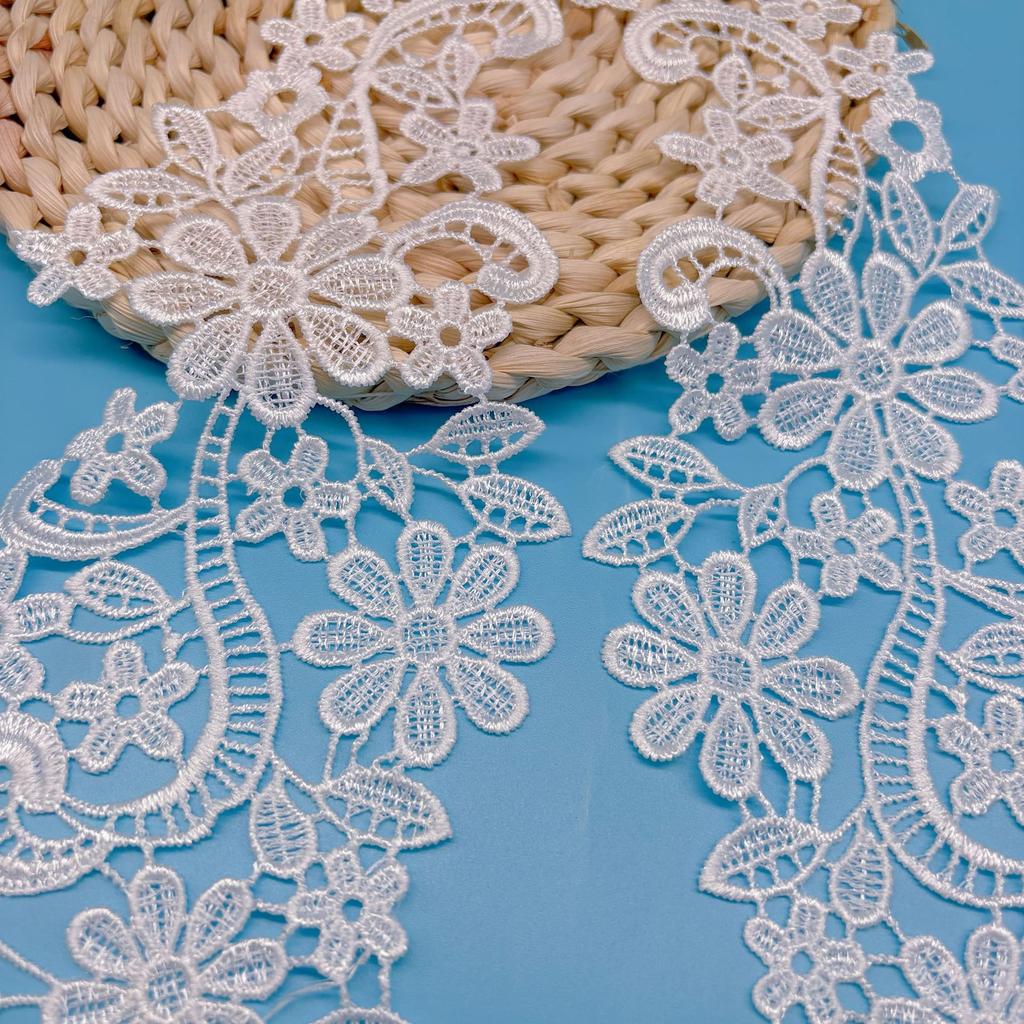Water Soluble Lace Pair Flower Polyester Light Embroidery Pair Flower Patch Hollow Cloth Sticker Flower Diy Clothing Accessories Black And White