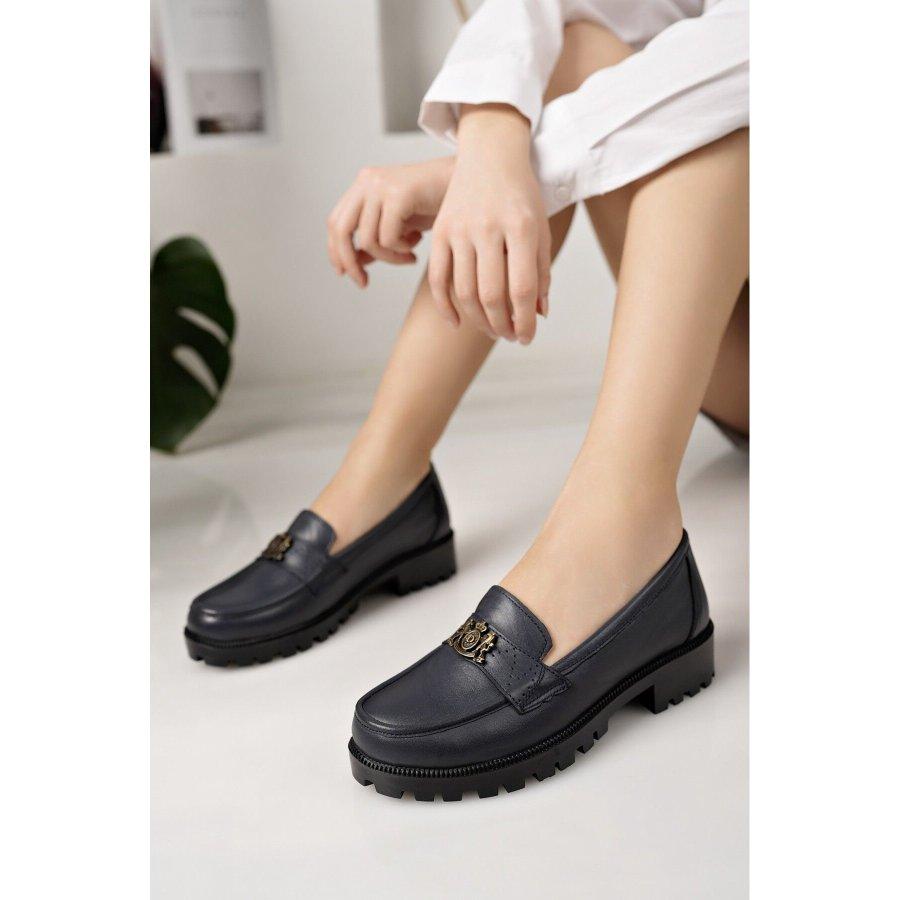 Женские повседневные туфли из натуральной кожи на толстой подошве, лоферы