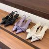 Purple Pointed High Heels Bag Head Sandals Fairy Shoes Season Temperament Socialite Stiletto Shoes