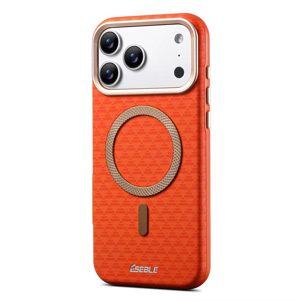 Роскошный Битмапный Кожаный Магнитный Чехол Для Телефона Для iPhone 17 16 15 14 13 Pro Max Для Magsafe Беспроводной Зарядки Металлическая Кнопка Бампер Чехол