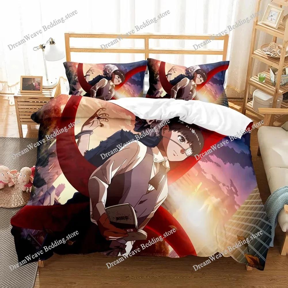 3D Printed Anime Tokyo Ghoul Bedding Set Boys Girls Twin Queen Size Duvet Cover Pillowcase Bed Kids Adult Home Textileextile963