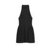 Autumn New Women's Clothing Minimalist Style Patchwork Lining Sleeveless Ruched Hanging Collar Short Dress 3067255