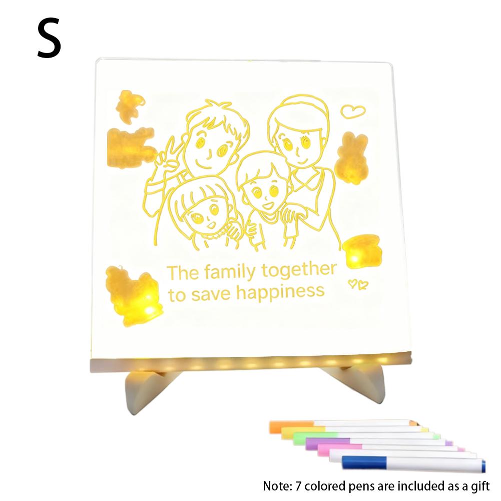 Светодиодная доска-ночник для заметок с 7 цветными ручками, светящаяся акриловая доска для сообщений для DIY, еженедельник для детей, подарки, офис, школа