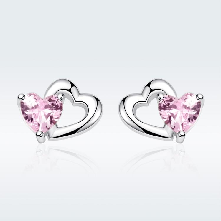 Heart-shaped S925 Sterling Silver Earrings with Gemstones