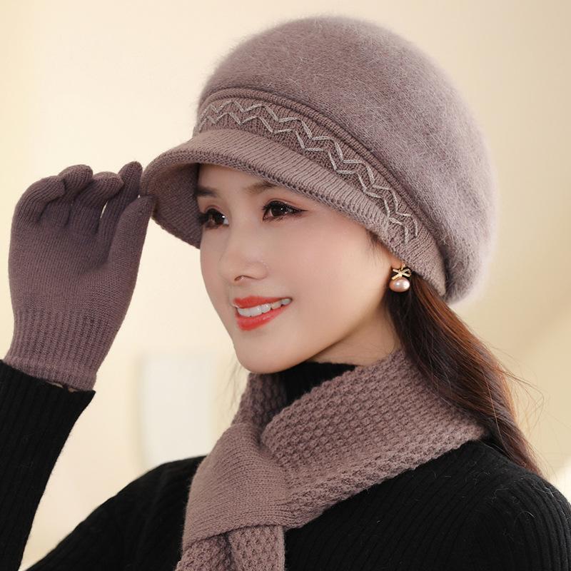 Осень-зима Толстая шапка для мамы и бабушки Вязаная шерстяная шапка для женщин среднего возраста Пожилые шапки В наличии Коллекция волос