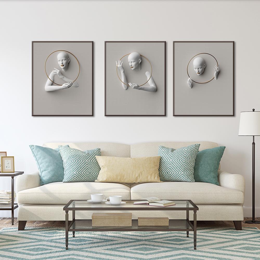 Белая Золотая Женская статуя с принтом, холст, картина, плакат, гостиная, домашний декор, 3D-эффект, фотографии, минимальное скандинавское настенное искусство, Cuadros