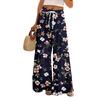 Женские летние брюки-палаццо в стиле бохо с высокой талией, широкие повседневные брюки с цветочным принтом и карманами