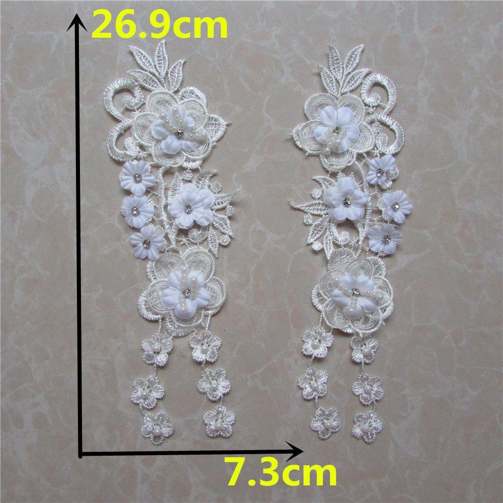 Black And White I Polyester Embroidery Hollow Pair Of Flower Beads Drilling Sewing Lace Diy Collar Decorative Clothing Accessories