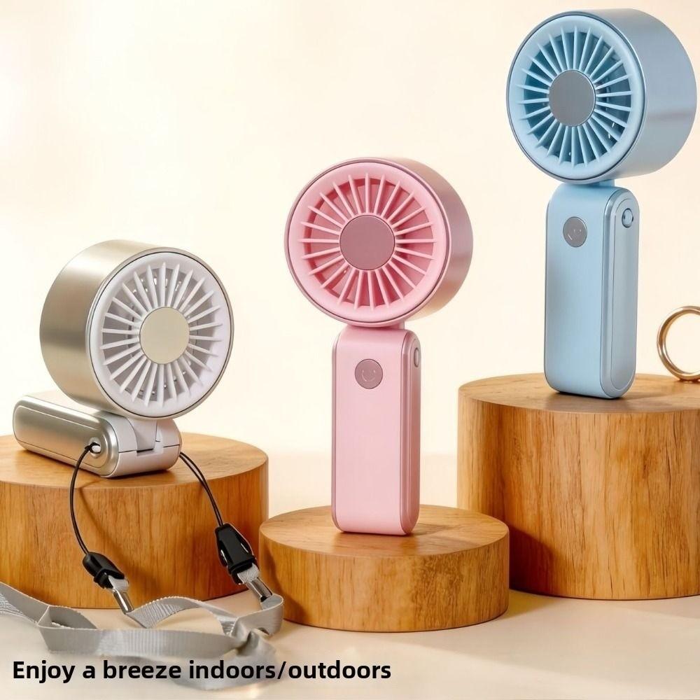Foldable Handheld Mini Fan 3 Speeds Neck Hanging Small Fan Personal Cooling Fan  Desktop Use