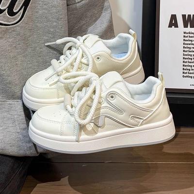 Ins женская обувь dopamine маленькие белые туфли 2025 весна и лето новые универсальные нишевые студенческие повседневные туфли толстые туфли на платформе