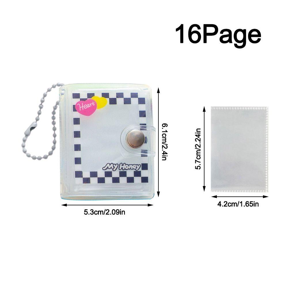 2 Inch Mini Photo Album Snap Button Design Backpack Keyring Photo Card Holder Portable Name Card Book Cartoon Transparent Album