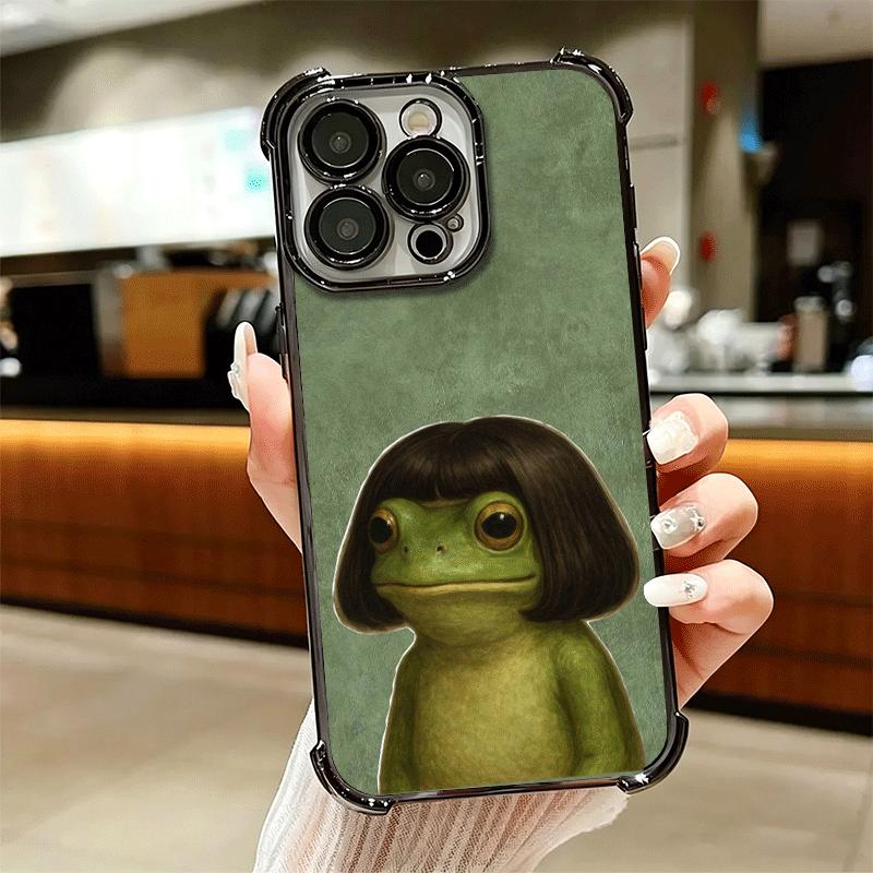 Милый Мультяшный Лягушонок Покрытие Чехол для Телефона Для Iphone 16 17 Pro Max Air 16E 14 15 Plus 12 13 Mini Противоударный Подушка Безопасности Чехол