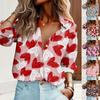 Women's Shirt Blouse Valentine's Day Printed Button Long Sleeve Casual Basic Shirt Collar Regular Top