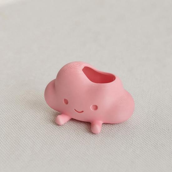 Cloud Shaped Storage Holder, Cute Smiling Face Decor, Multi-Functional Organizer for Pen Succulents & Makeup Brush, Compact Ornament for Desktop Decor