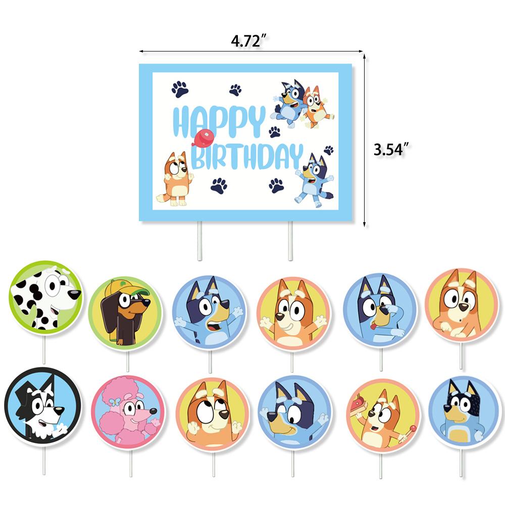 40PCS Bingo Bluey Birthday Party Supplies Include Banner Cake Topper Balloons