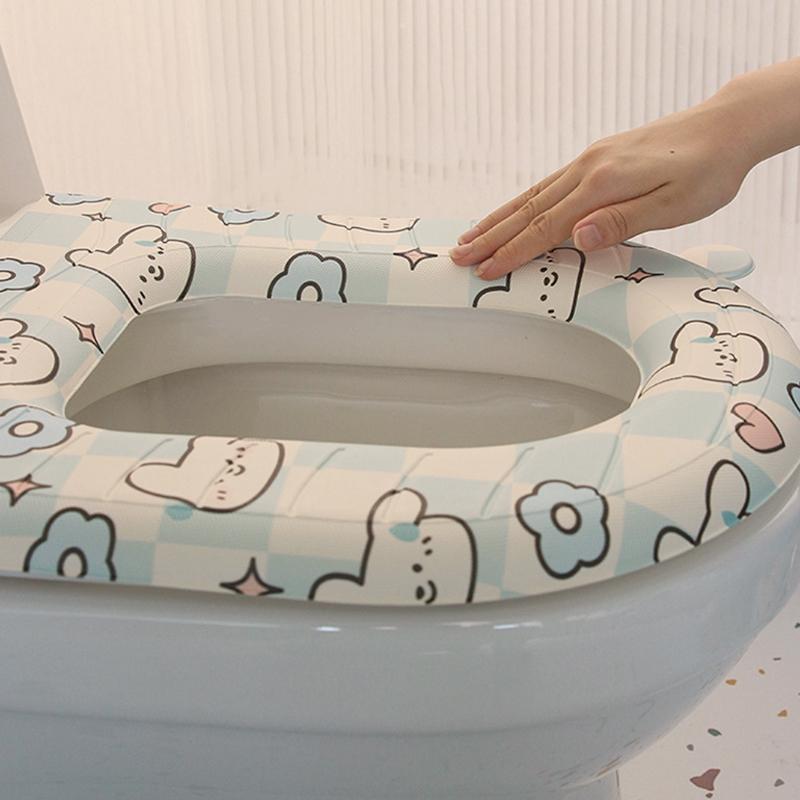 Мультяшный водонепроницаемый чехол для сиденья унитаза, универсальный милый чехол для сиденья унитаза