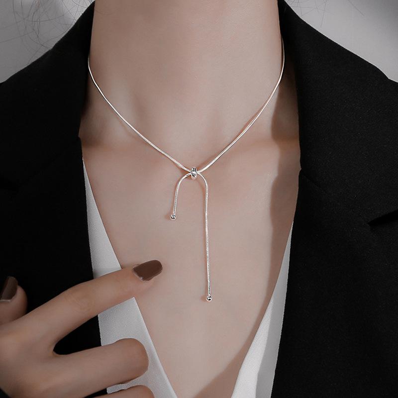 Простое ожерелье-чокер с круглыми бусинами и бахромой, женская цепочка для ключицы, подарок в холодном стиле, регулируемая цепочка-чокер, женская