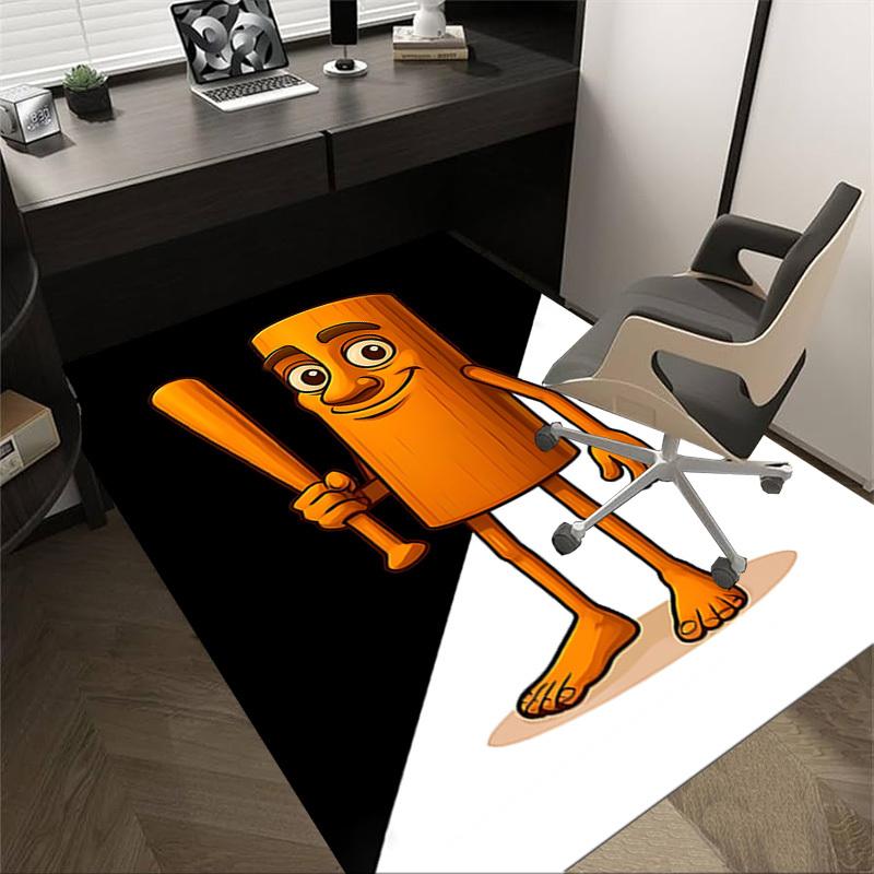 1PC wooden character baseball bat Extra Large Non Slip Floor carpet, Office, family, bedroom, Studio Large Area Rug Indoor Rugs