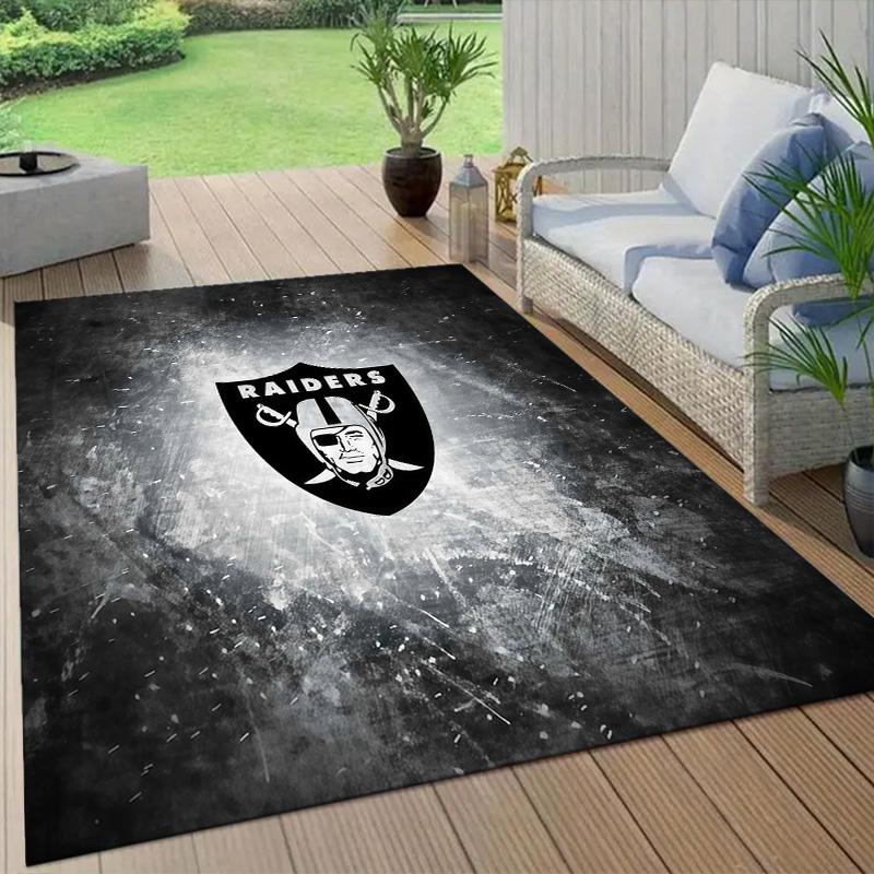 Las Vegas Raiders2 Flannel Pattern Square Carpet,Area Rug,Carpet Rug for Living Room Bedroom Sofa Playroom Decor,Non-slip Floor Mat