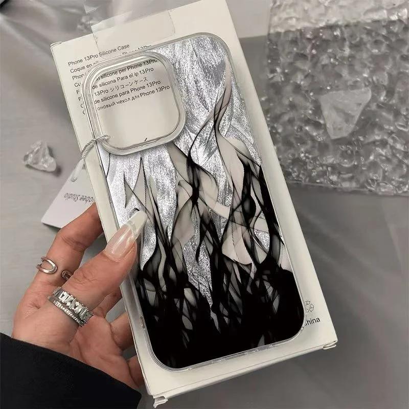 Модный Чехол для Телефона с Огненным Пламенем Для IPhone 17 Air 16 16e 15 14 13 12 11 Pro Max 8 7 Plus Задняя Крышка с Текстурой Шифона