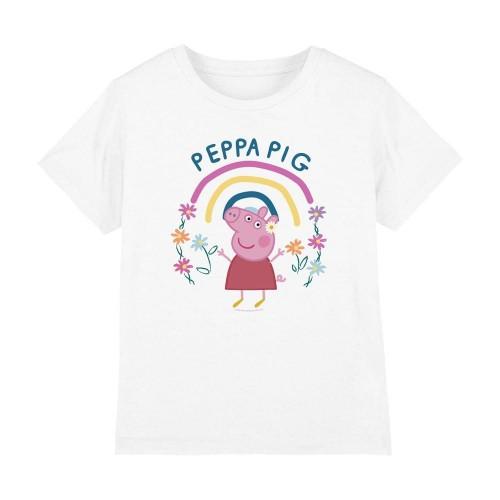 Peppa Pig Детская футболка с цветочным рисунком и радугой