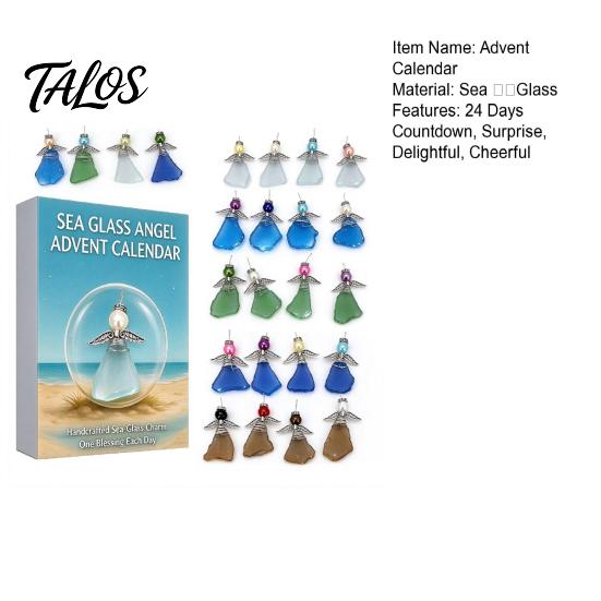 Christmas Countdown Gift for Women Sea Glass Angel Advent Calendar 2026, 24 Days Ornaments Creative Coastal Decor Lovers Calendar, Cute Doll Pendants
