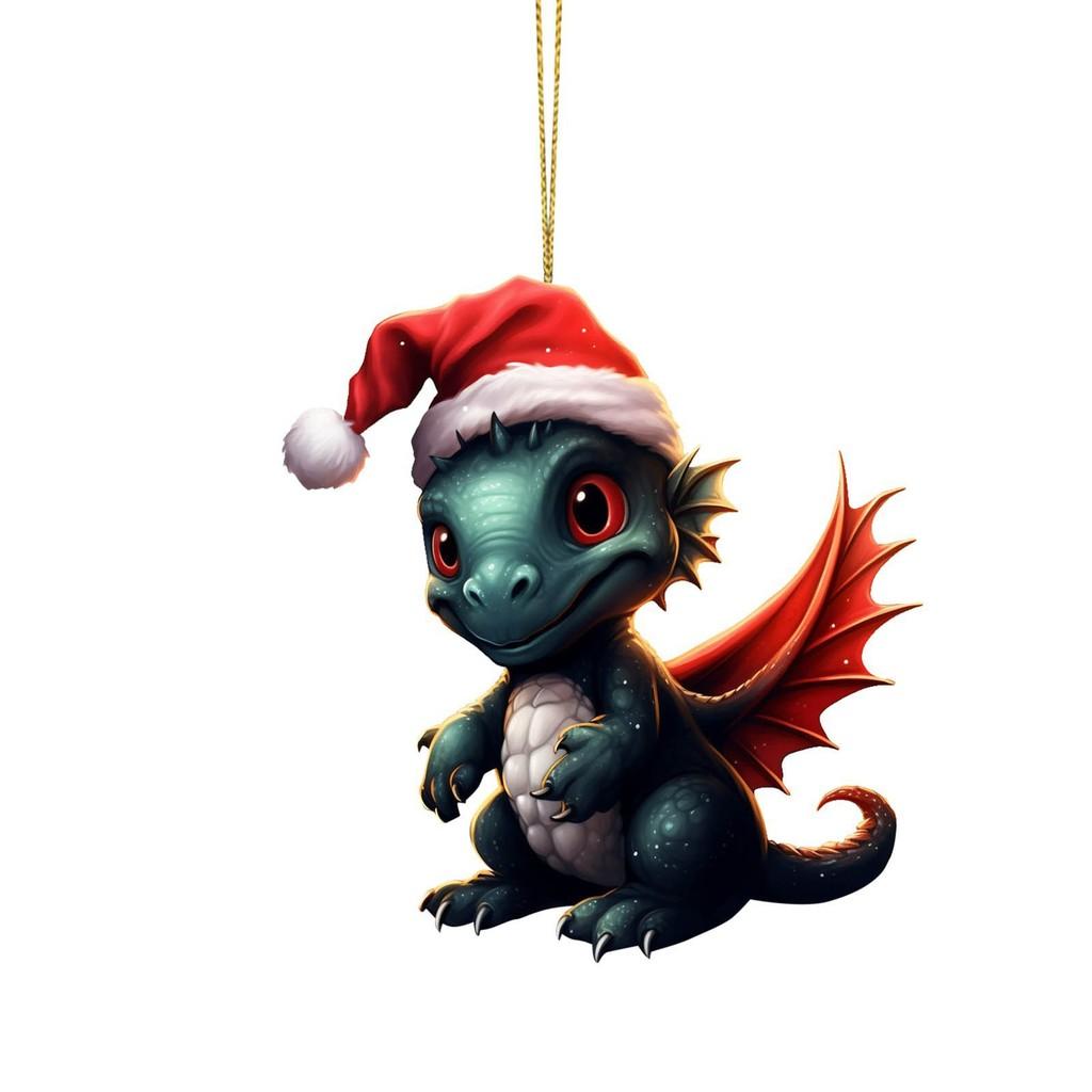Playful Dragon Acrylic Christmas Hanging Decoration For Festive Car Interior Adornments