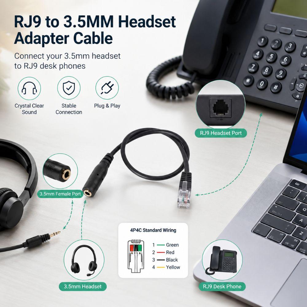 Replace RJ9 Connector Spare Parts 3.5mm Jack Adapter Cable Professional RJ9 Adapter Cable Phone